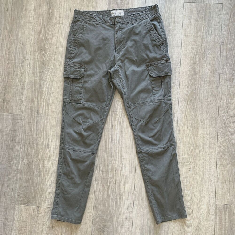 Sun + Stone Cargo Pants Tapered Fit Green Gray Mens Size 34